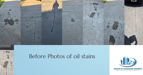 image of oils stains before cleaning